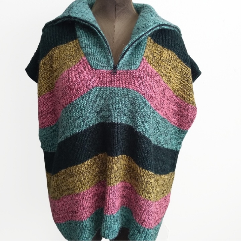 Anthropolgie Daily Practice Stripe Sweater V-Neck Top Sleeveless One Size